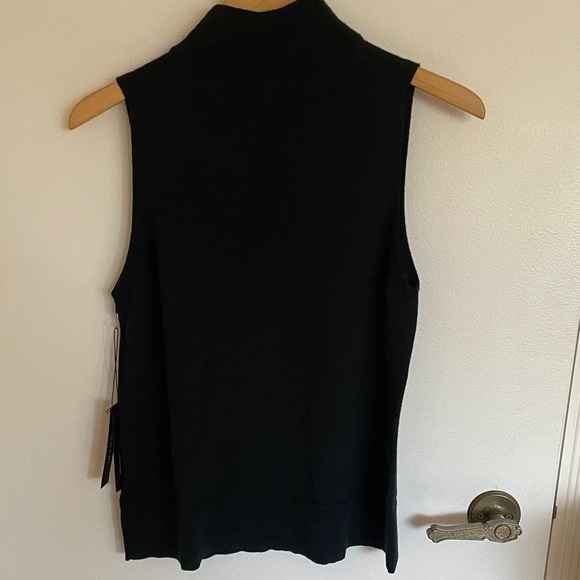 NWT Tahari Dark Green 100% Extrafine Merino Wool Sleeveless Top Size L - Picture 4 of 5